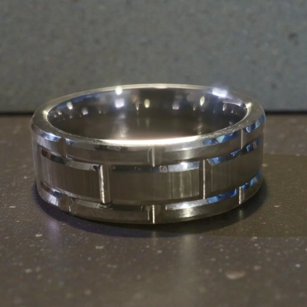 Tungsten Carbide Men's 8mm Silver Ring